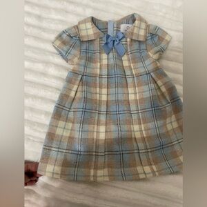 chickeeduck  Plaid Blue and Cream Kids Dress